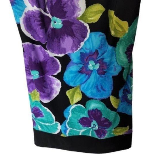 ABStudio Sleeveless Tank‎ Dress Violet Flower Size 6 Floral Black Casual - Picture 4 of 10